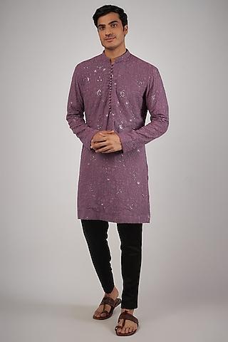 purple georgette sequin embroidered kurta set