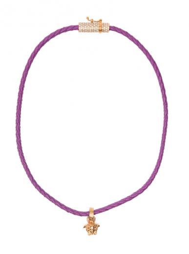 purple gold-tone medusa pendant necklace