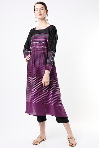 purple hand block printed tunic