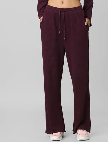 purple high rise ribbed co-ord pants