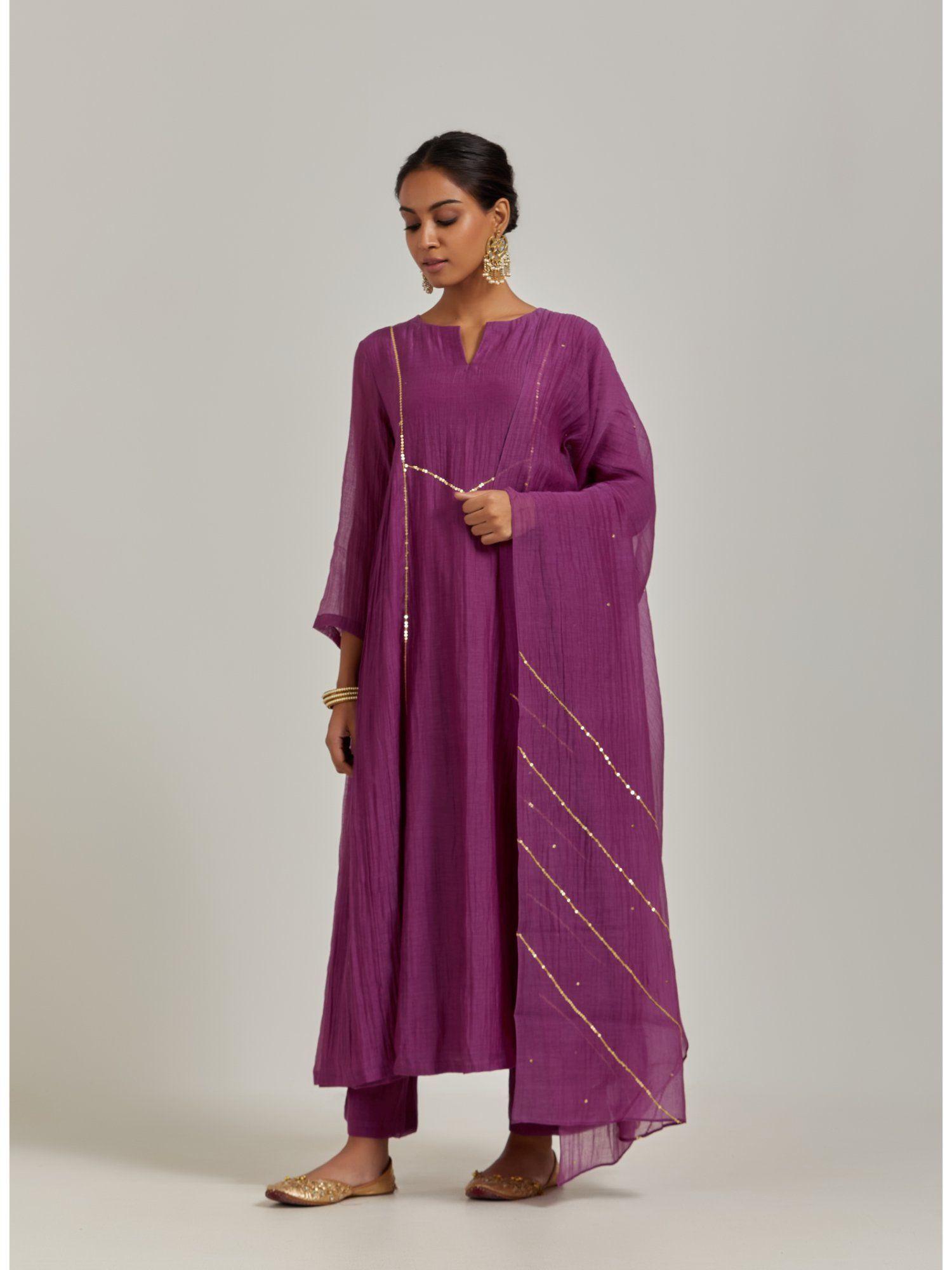 purple kurta (set of 3)