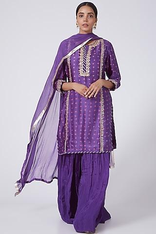 purple kurta set with gota patti work