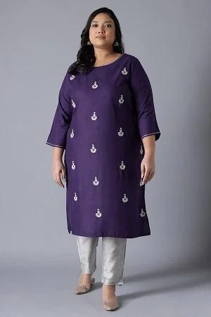 purple kurta with buti embroidery