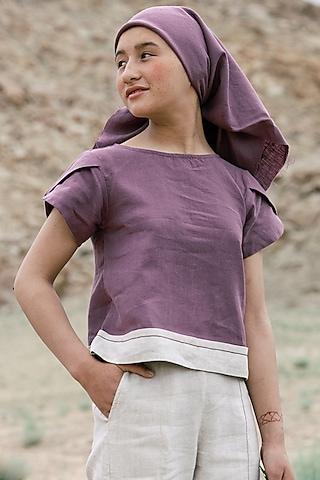 purple linen top for girls