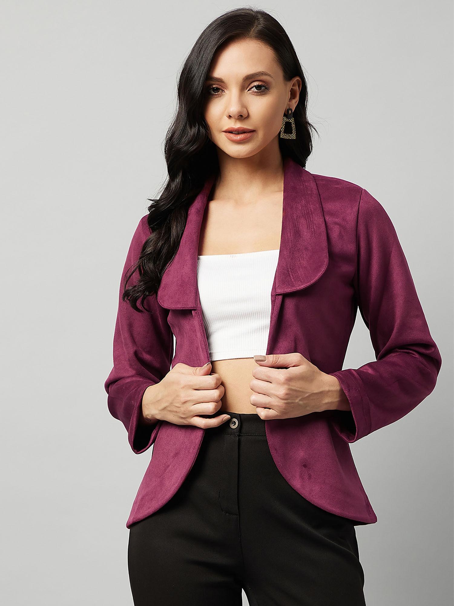 purple long sleeves open front shrug