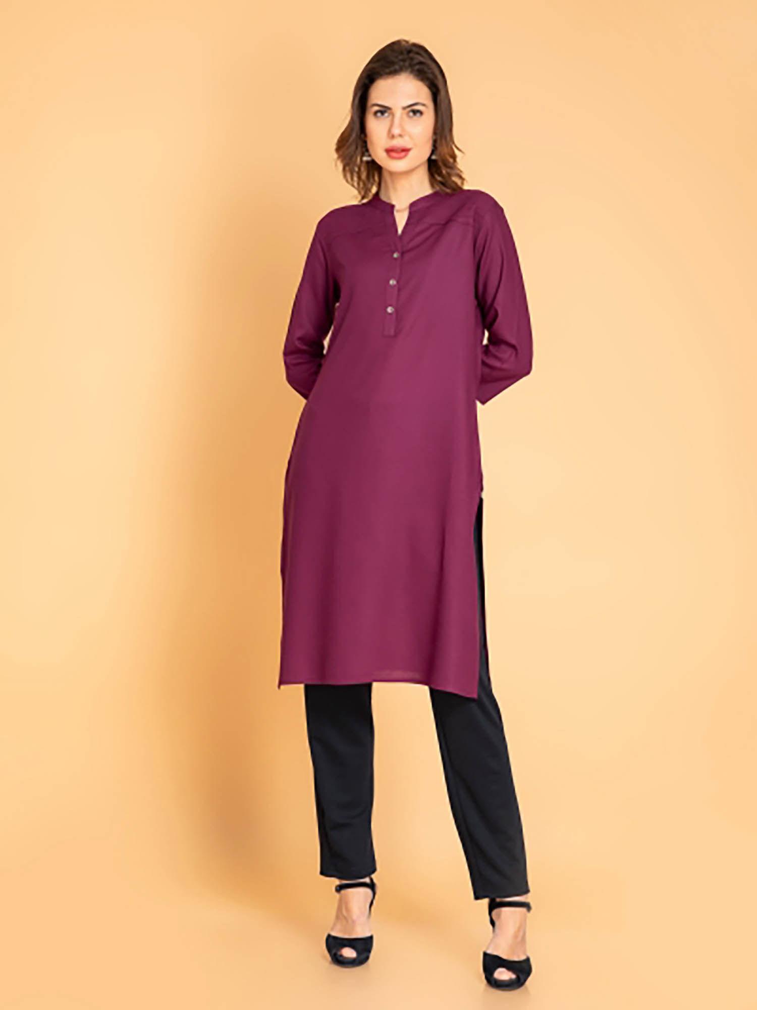 purple mandarin neck kurta