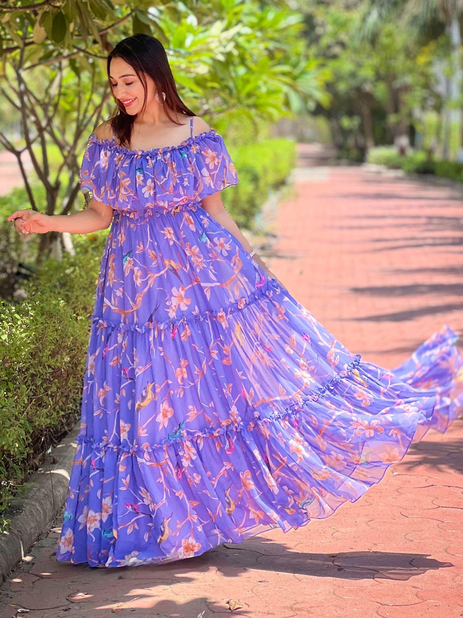 purple martini floral maxi dress