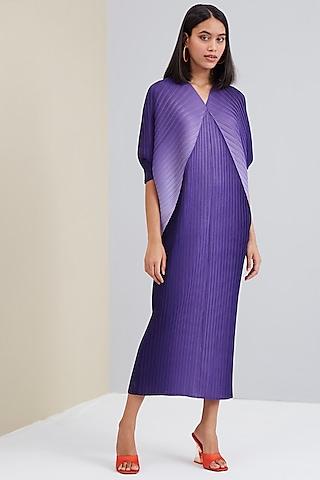 purple ombre draped dress