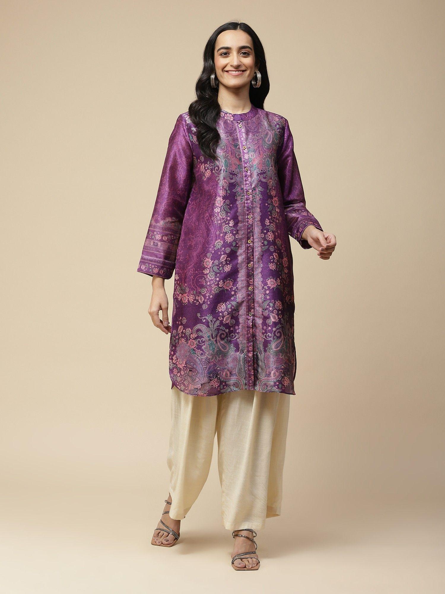 purple paisley print kurta