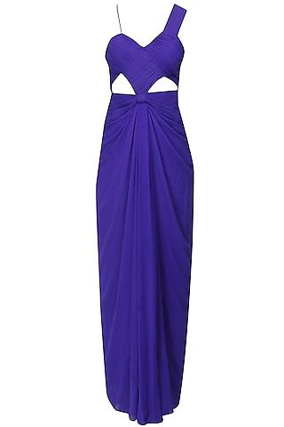 purple peekaboo cutout with knot over waist gown