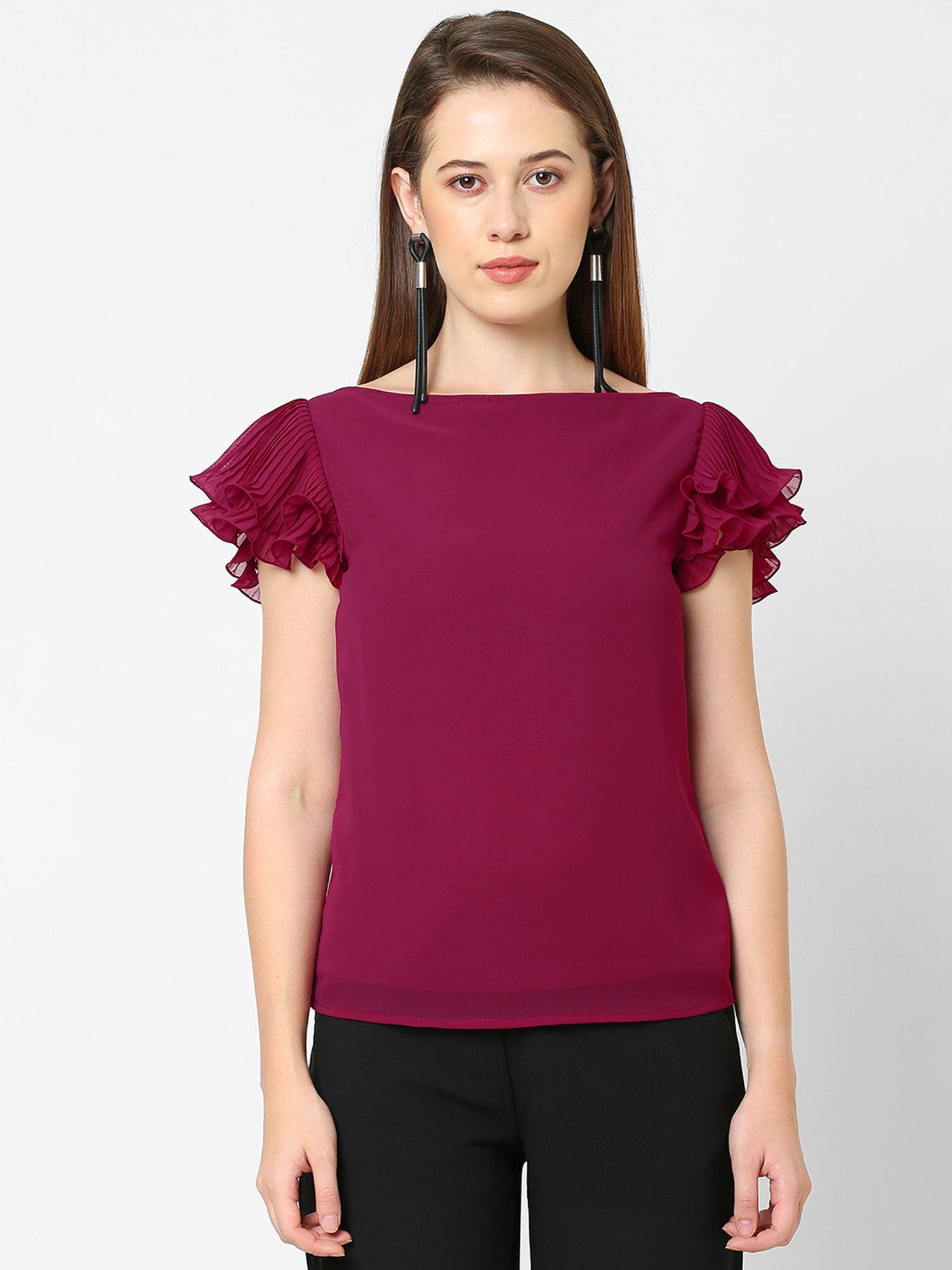 purple pleat detail top