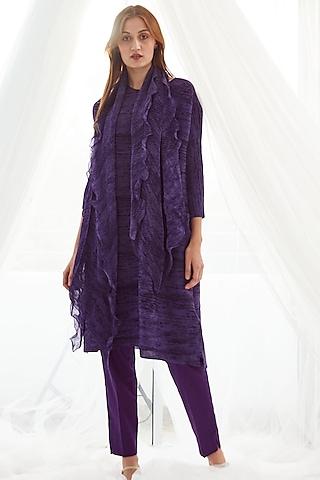 purple pleated tunic set