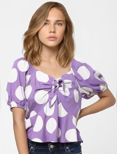 purple polka dot top