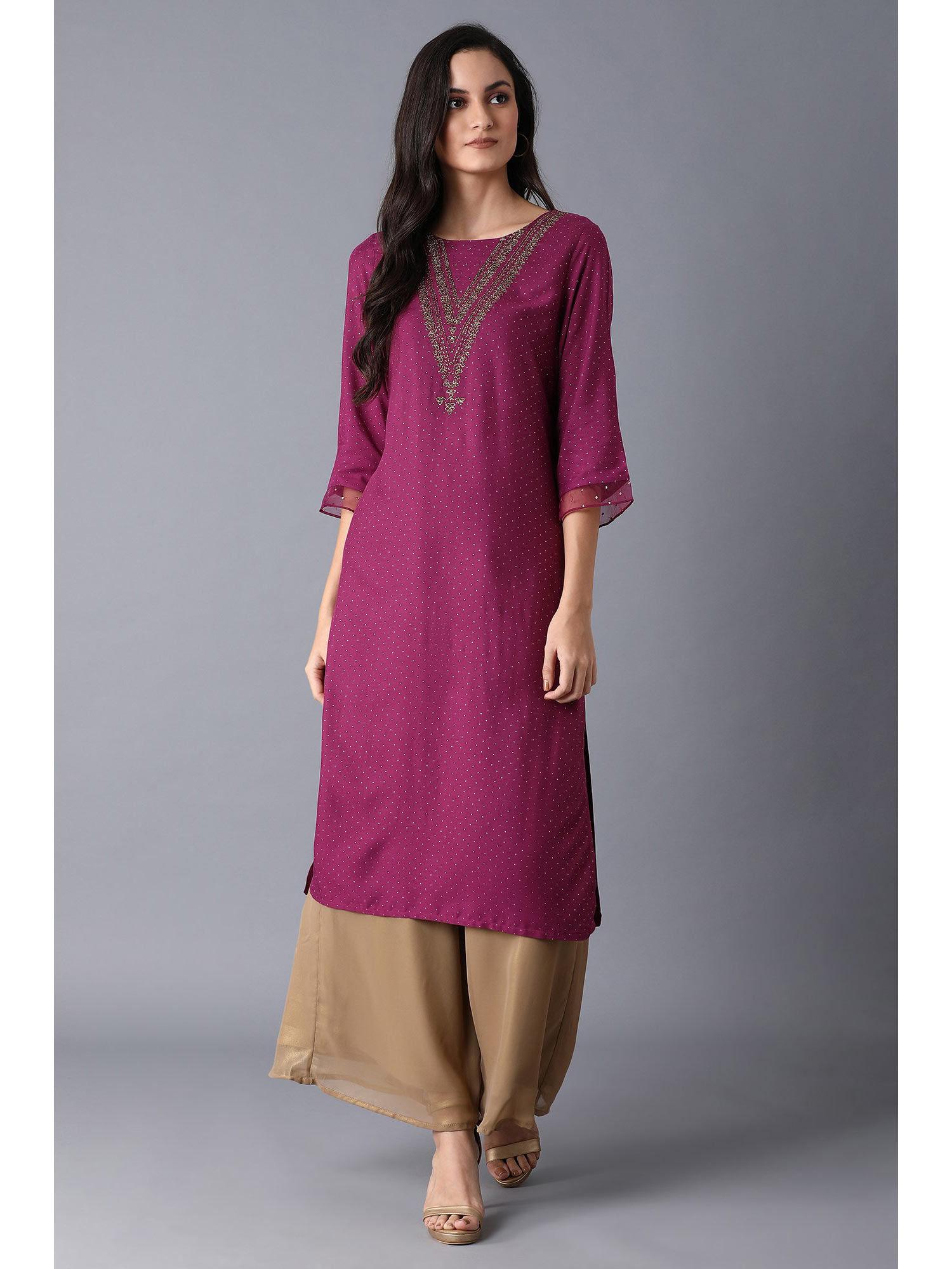 purple polka dots kurta