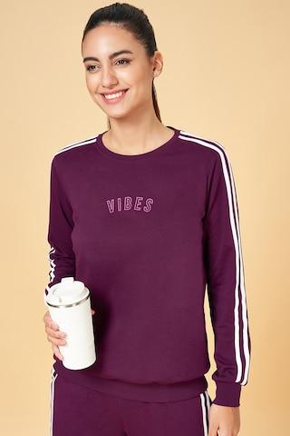 purple print  active wear women relaxed fit  sweatshirt