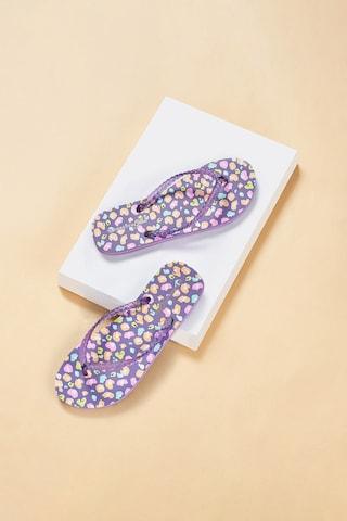 purple print casual women flip flops