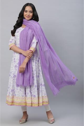 purple print cotton/rayon dupatta