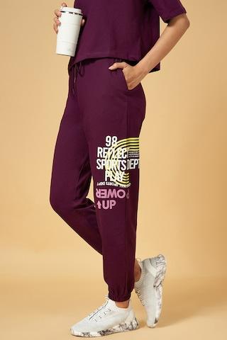 purple print full length  casual women jogger fit  jogger pants