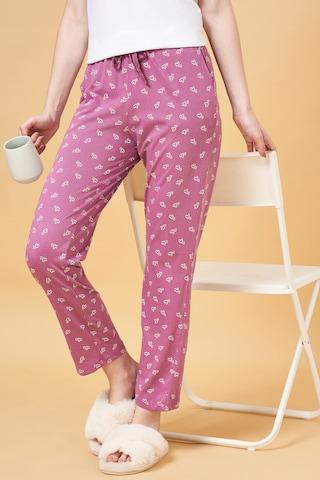 purple print full length  sleepwear women regular fit  pyjama
