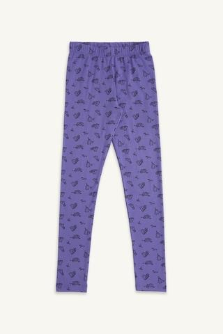 purple print full length mid rise casual girls regular fit leggings