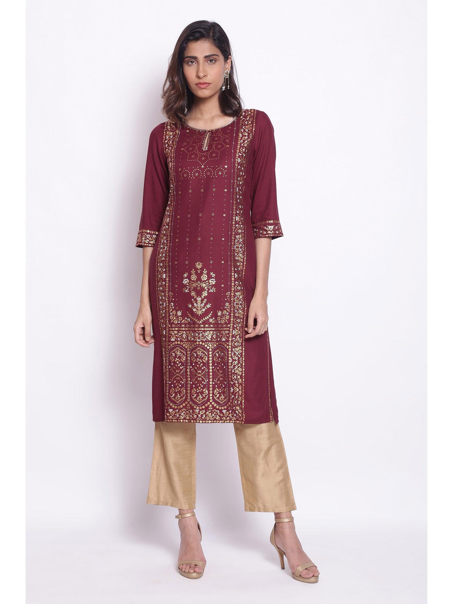 purple printed kurta