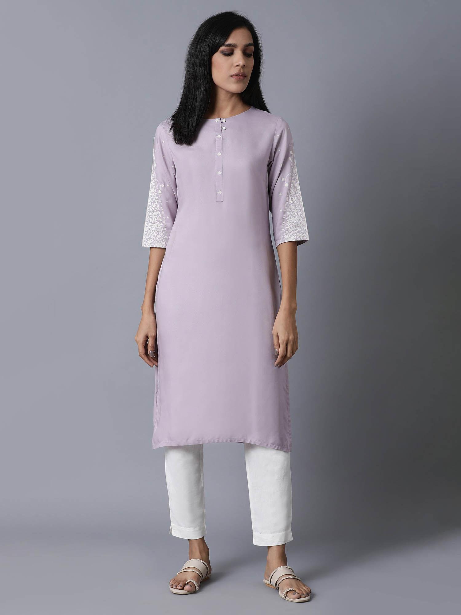 purple printed kurta