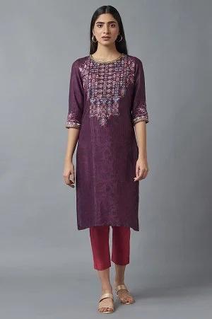 purple printed kurta