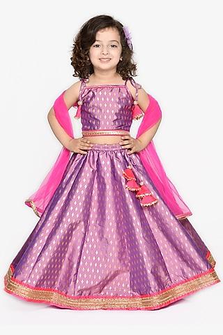 purple printed lehenga set for girls