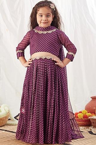 purple printed lehenga set for girls