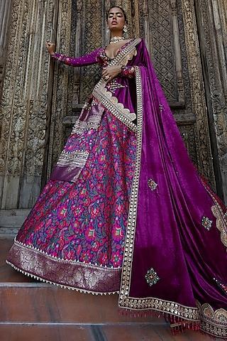 purple printed lehenga set