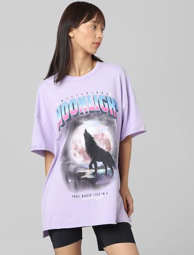 purple printed oversized t-shirt