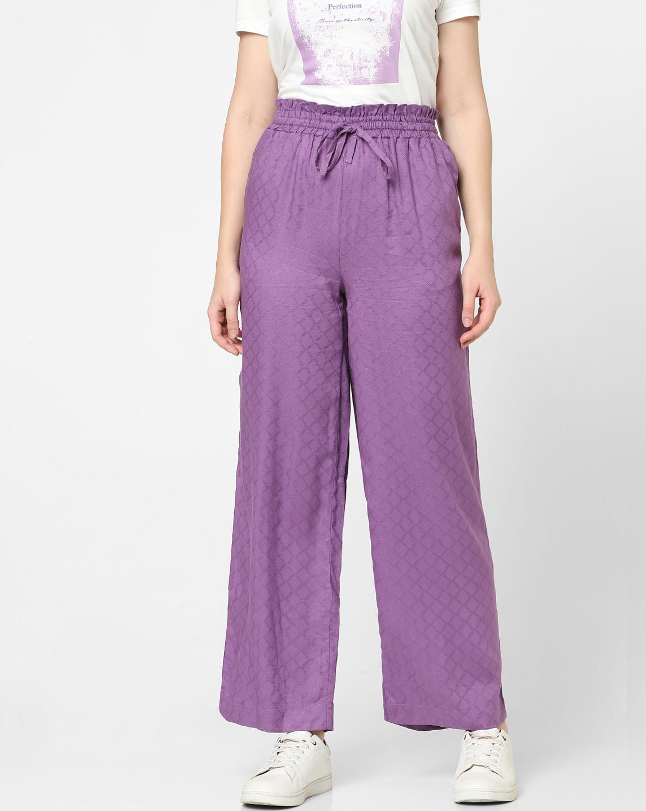 purple printed pants