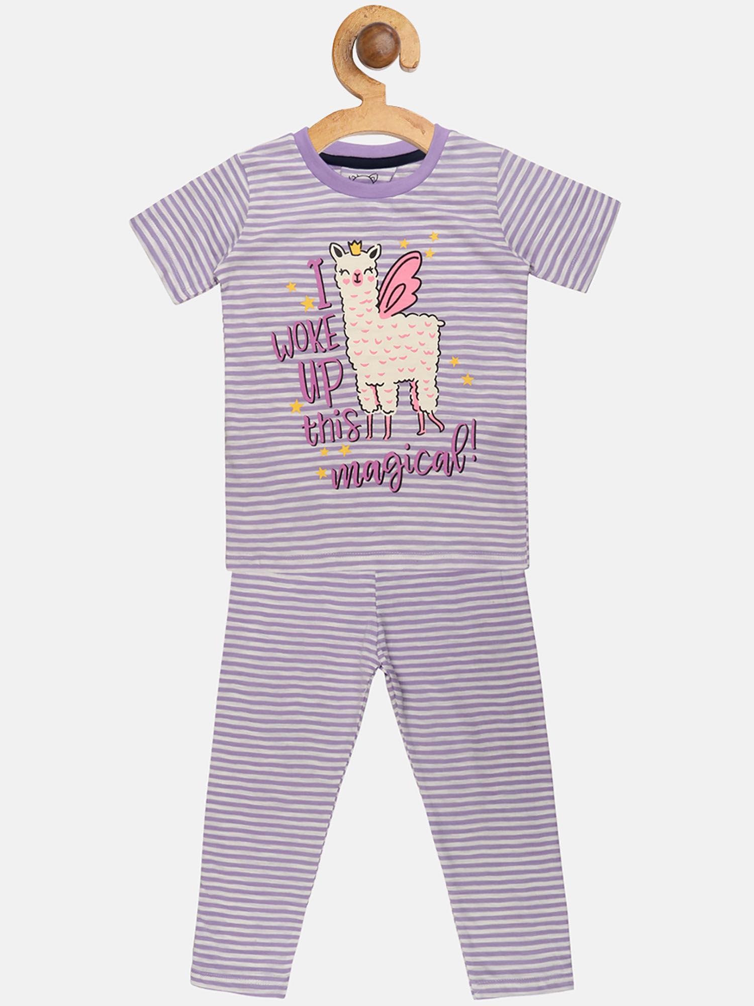 purple printed pyjama (set of 2)