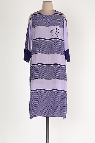 purple printed silk tunic