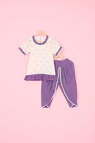 purple pure chanderi dhoti pant set for girls