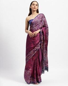 purple rain printed saree