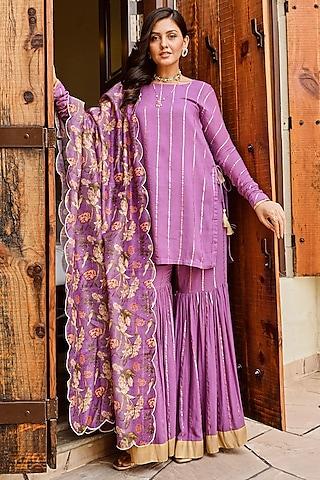 purple rayon crepe kurta set