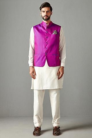 purple satin silk bundi jacket