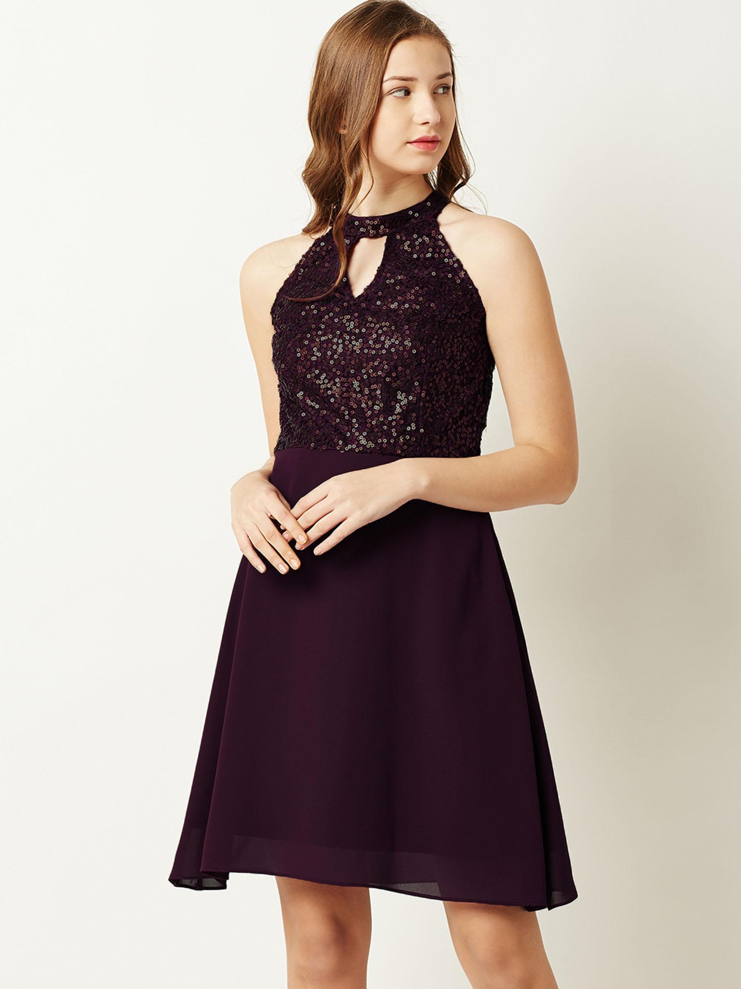 purple sequenced dress