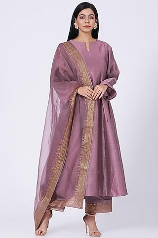 purple sequins & zardosi embroidered kurta set