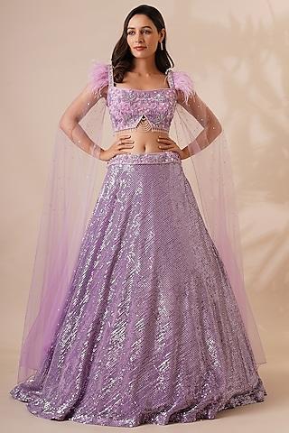 purple sequins lehenga set