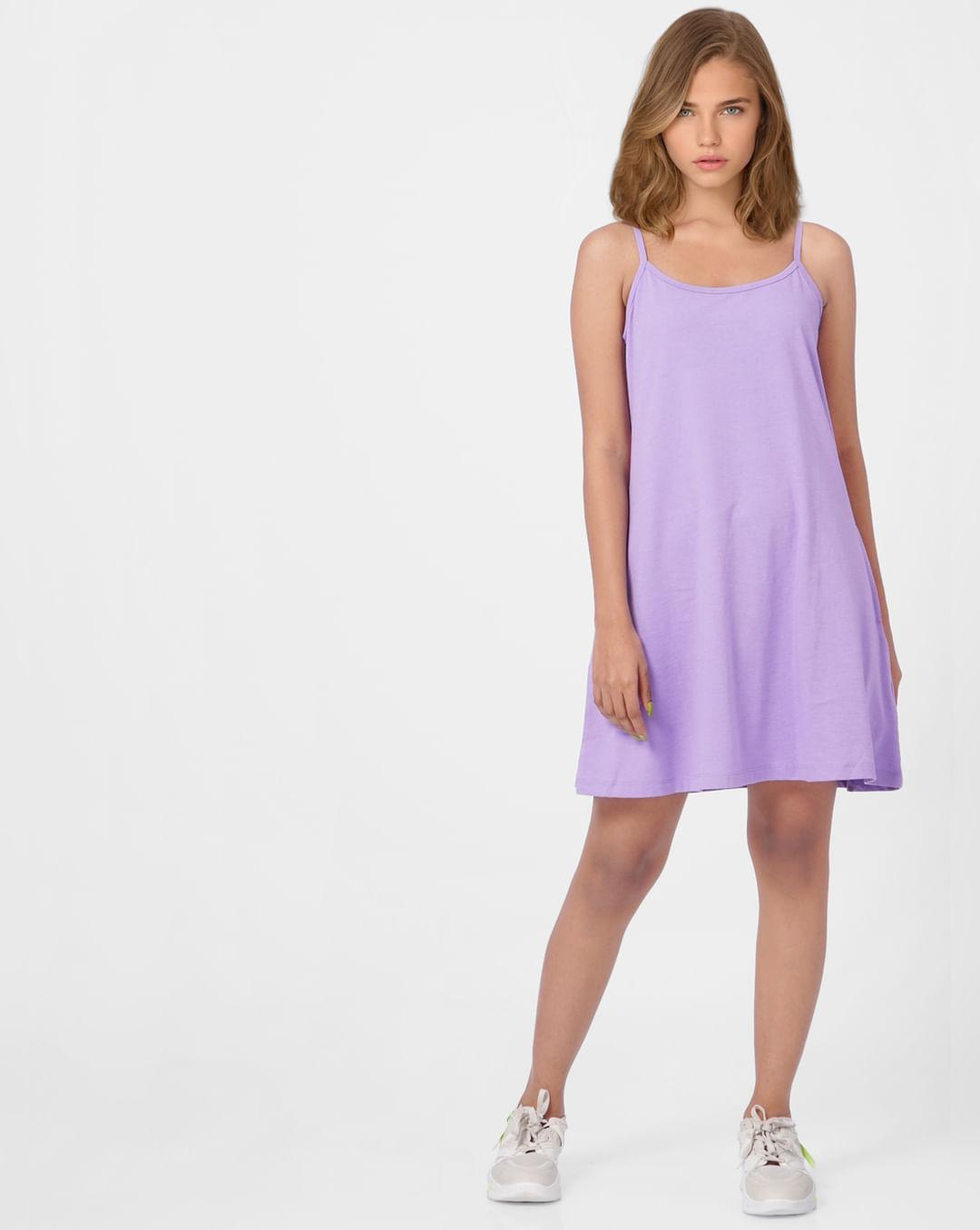 purple shift dress