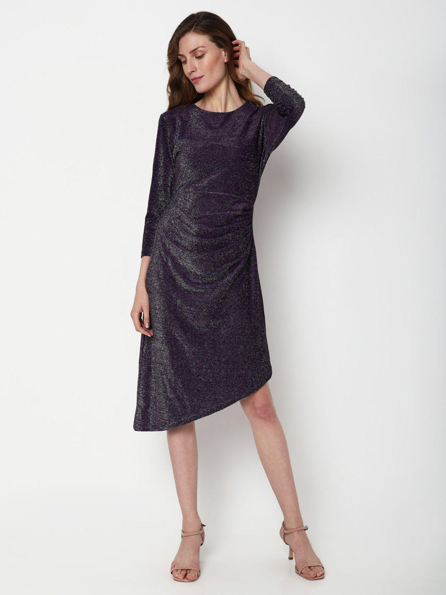 purple shimmer lurex dress