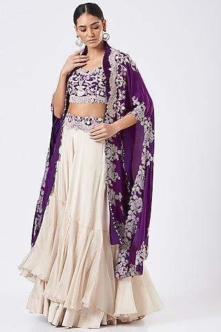 purple silk cape set