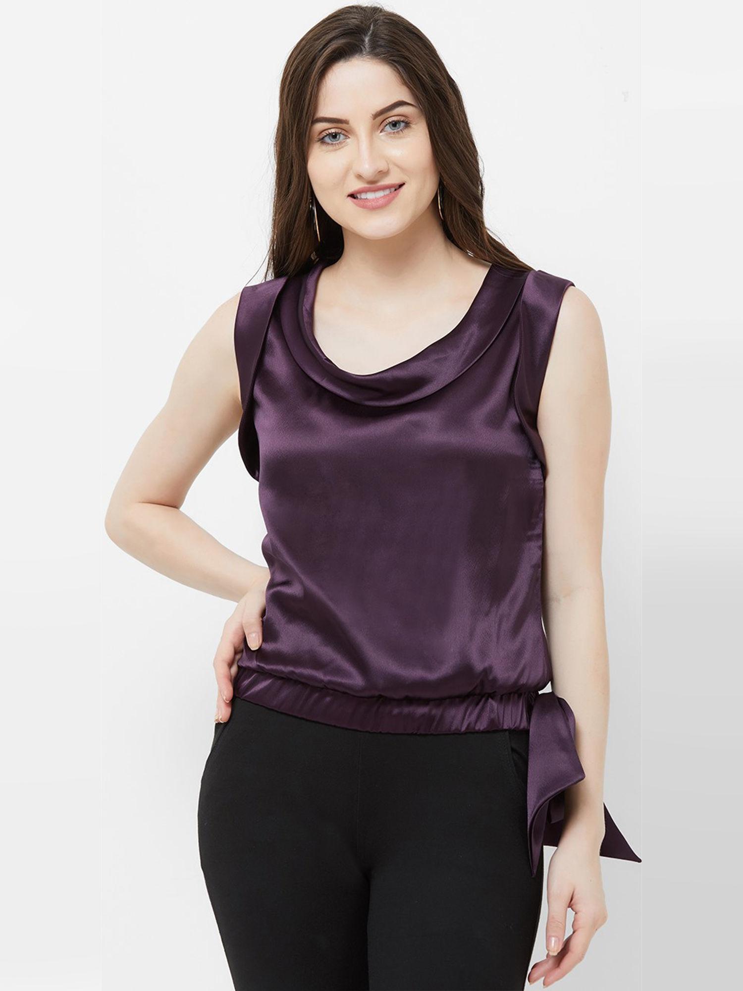 purple sleeveless top