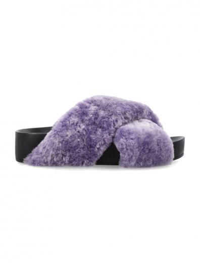 purple slip on sandals