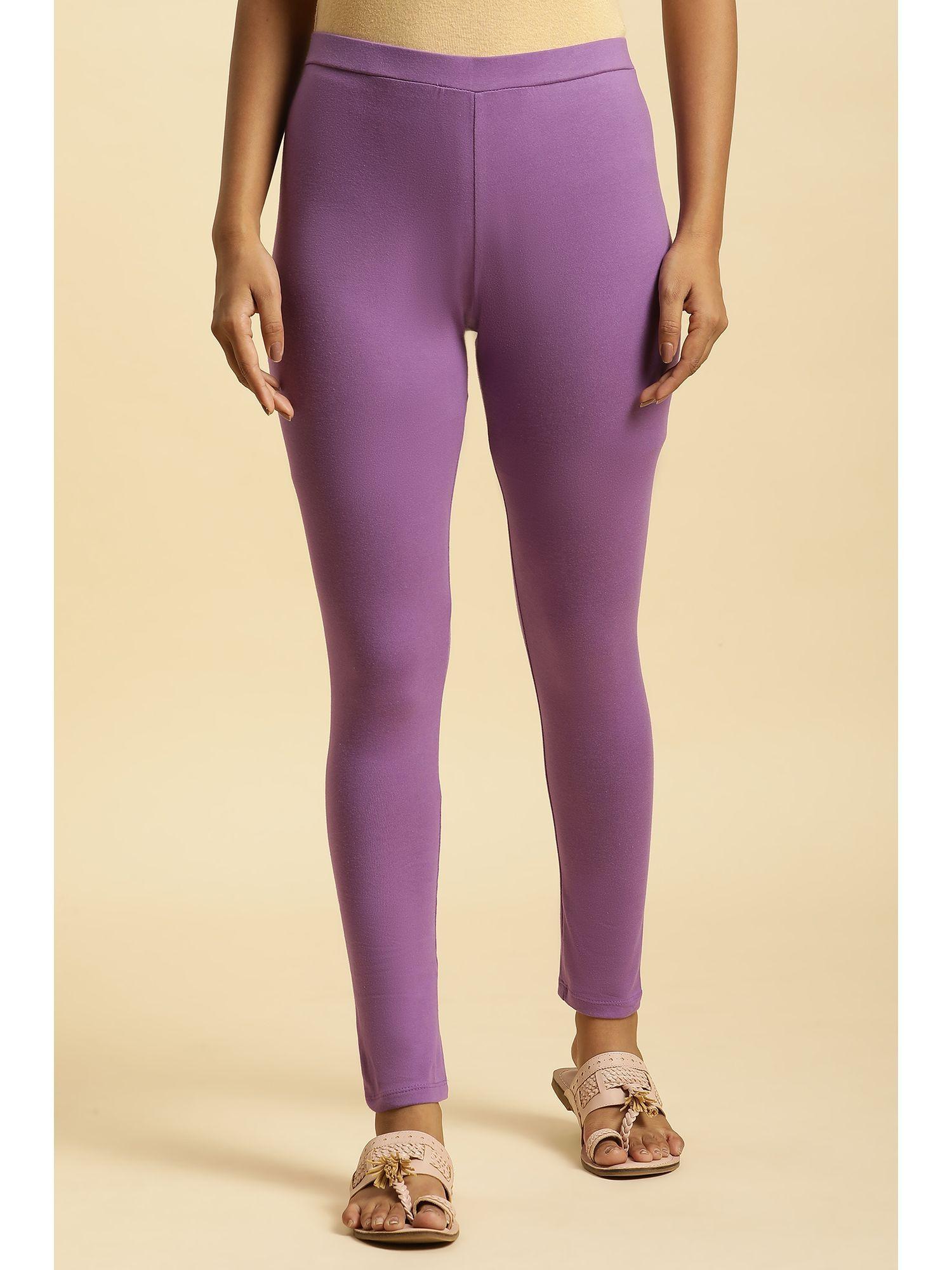 purple solid/plain tights