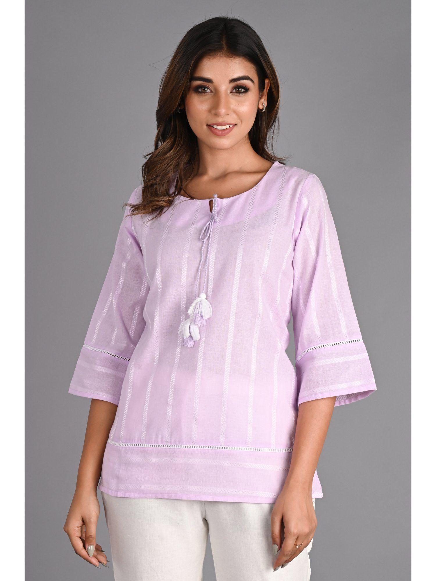 purple solid a-line top