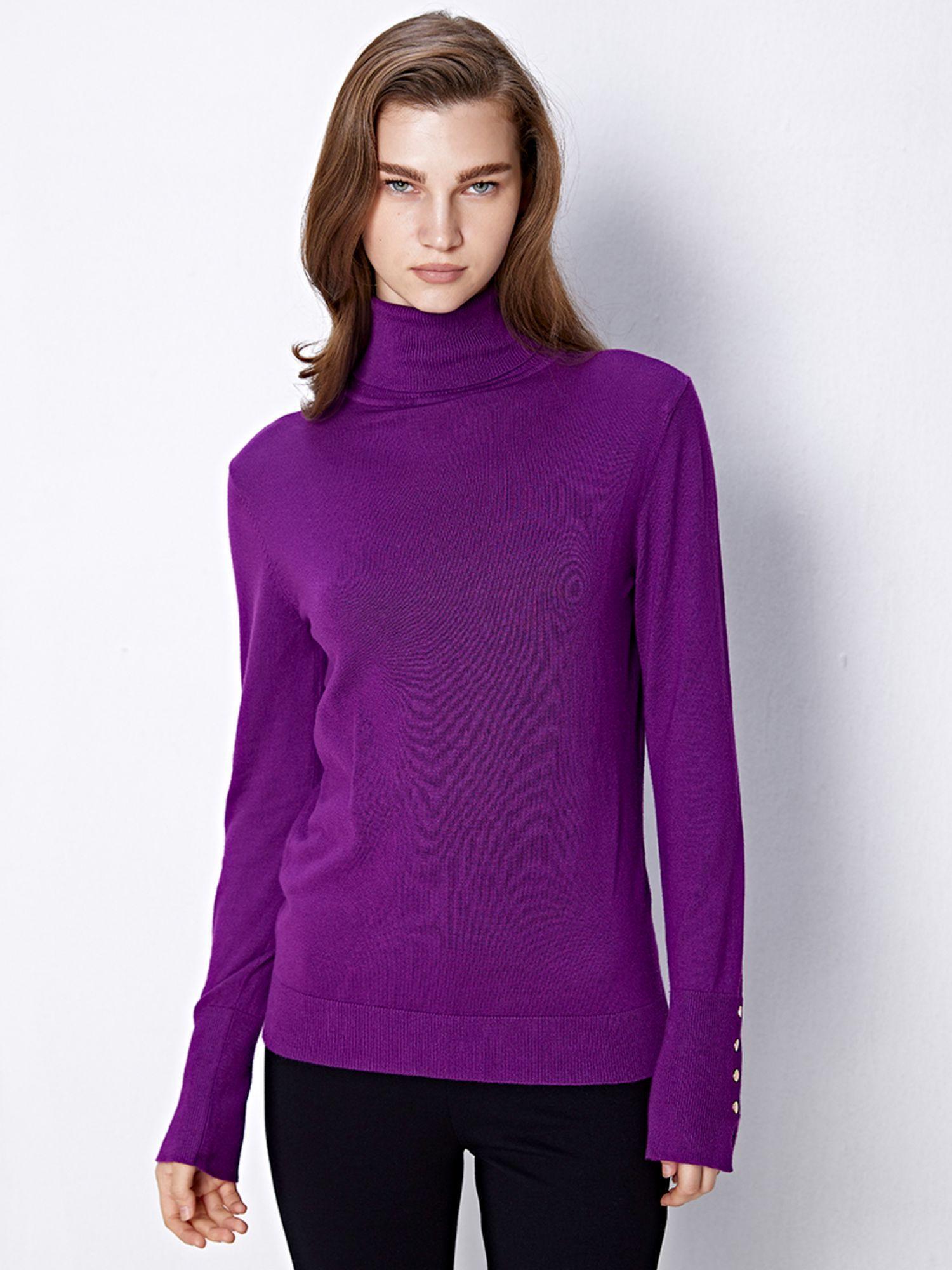 purple solid basic sweater