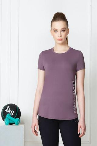 purple solid casual short sleeves round neck women comfort fit t-shirt